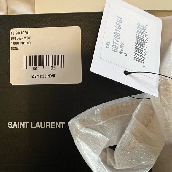 NIB YSL Uptown Pebbled Calfskin Leather Wallet on a Chain - Picture 5 of 14